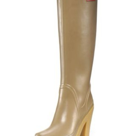 Tan Hunter Lonny High Heel Platform Rubber Rain Boot - Picture 14 of 15